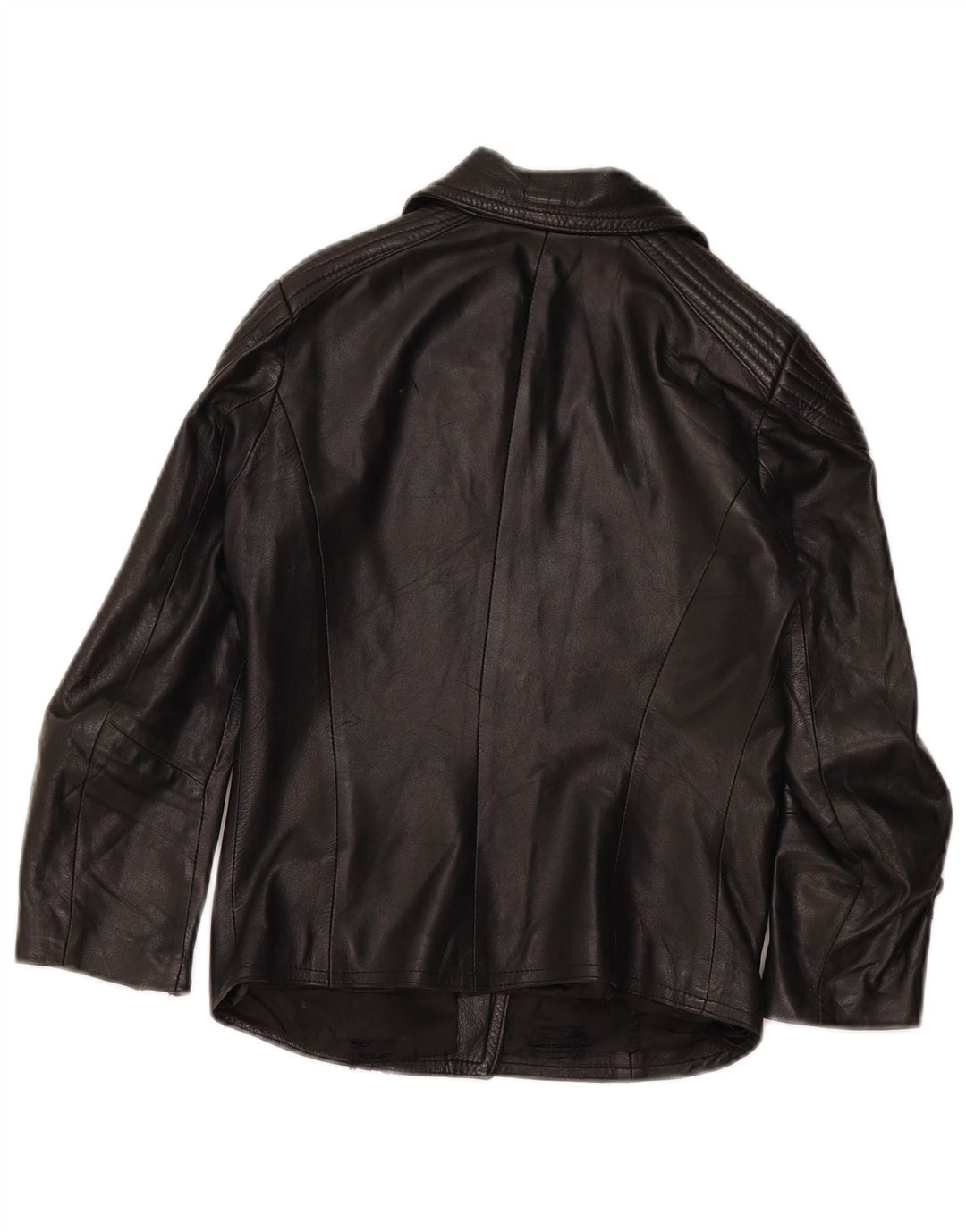 veste de motard en cuir femme vintage UK 4 XS Noir