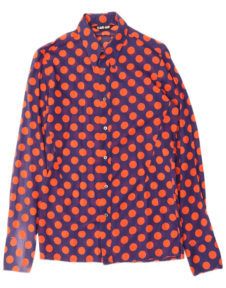 Can Am Mens See Through Shirt Taille 15 38 Moyen Bleu Marine À Pois
