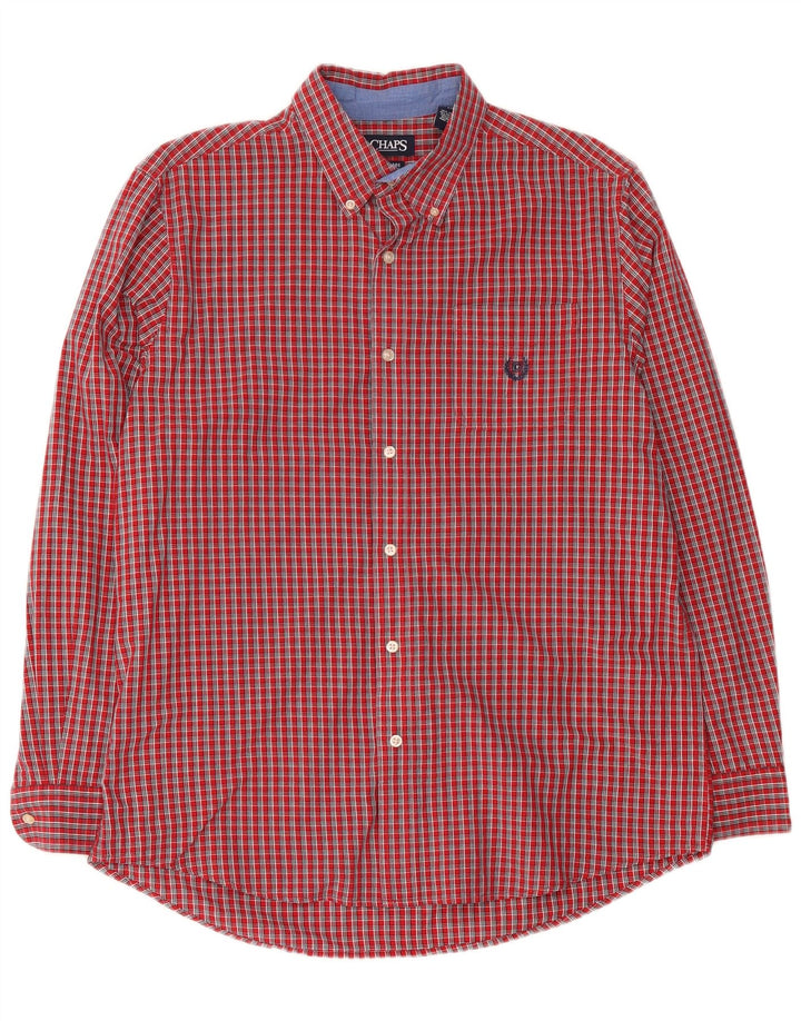 Chaps Chemise Homme Facile d'entretien Grand Carreau Rouge Coton