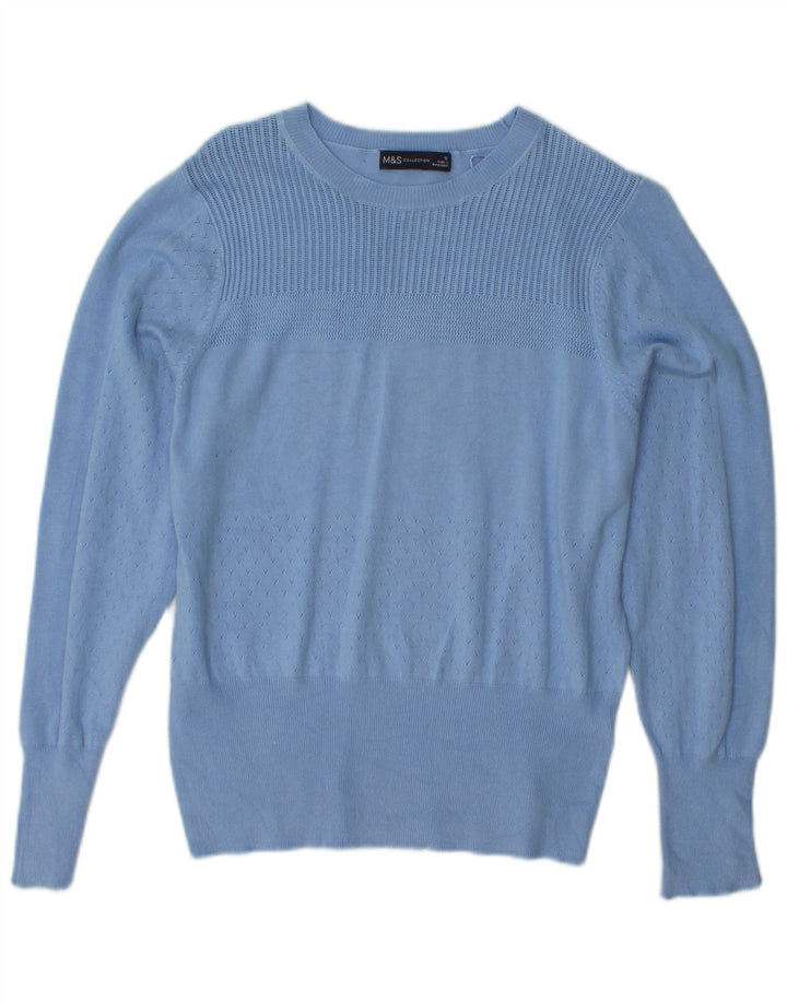 MARKS & SPENCER Pull court à col bateau pour femme Bleu moyen UK 12