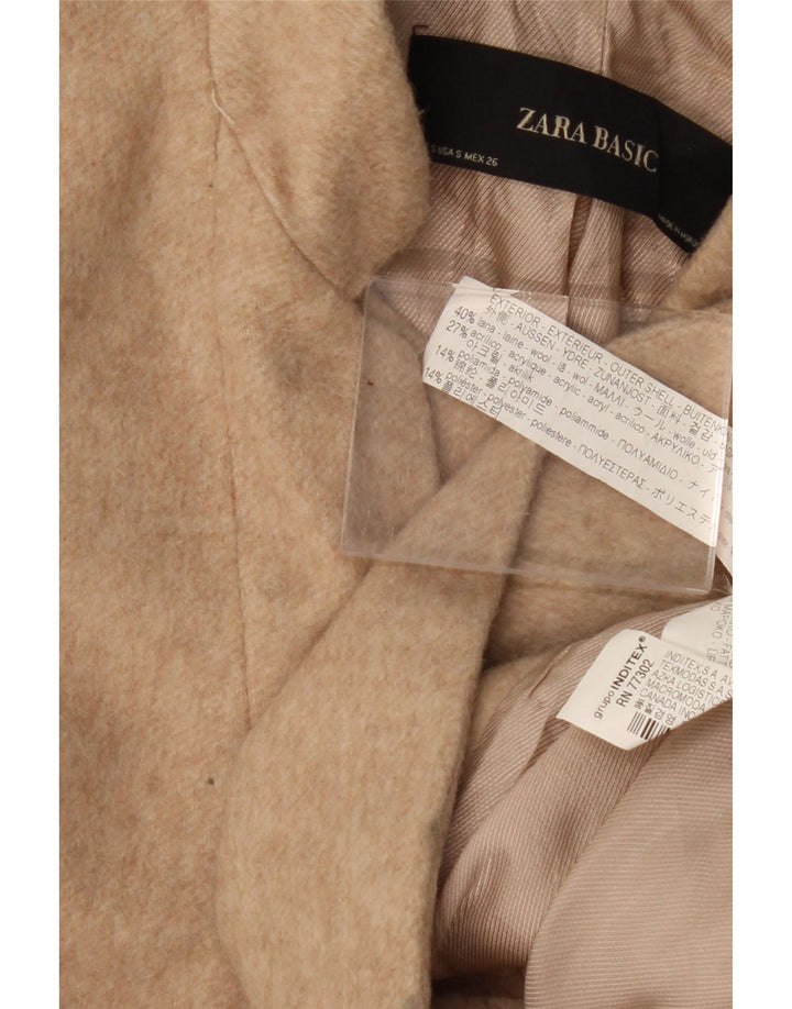 Zara Femme Pardessus UK 10 Petite Laine Beige