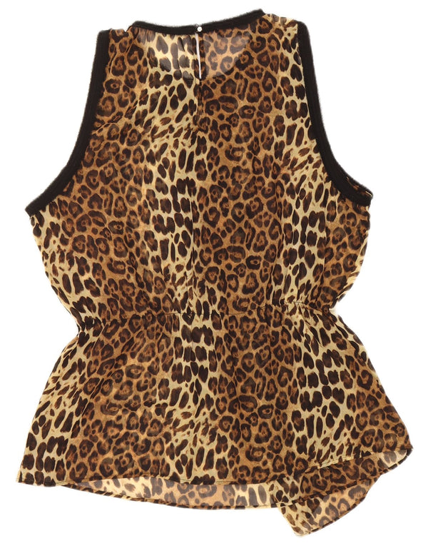 Zara Chemisier sans manches pour femme UK 18 XL Marron Imprimé animal
