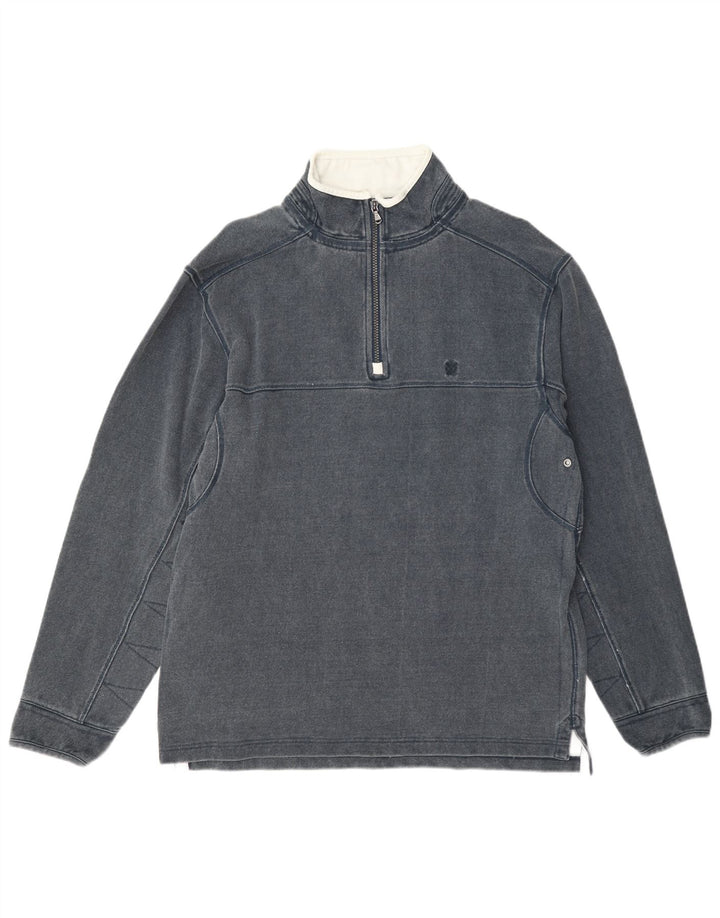 Crew Clothing Sweat-shirt à col zippé pour homme en coton gris moyen