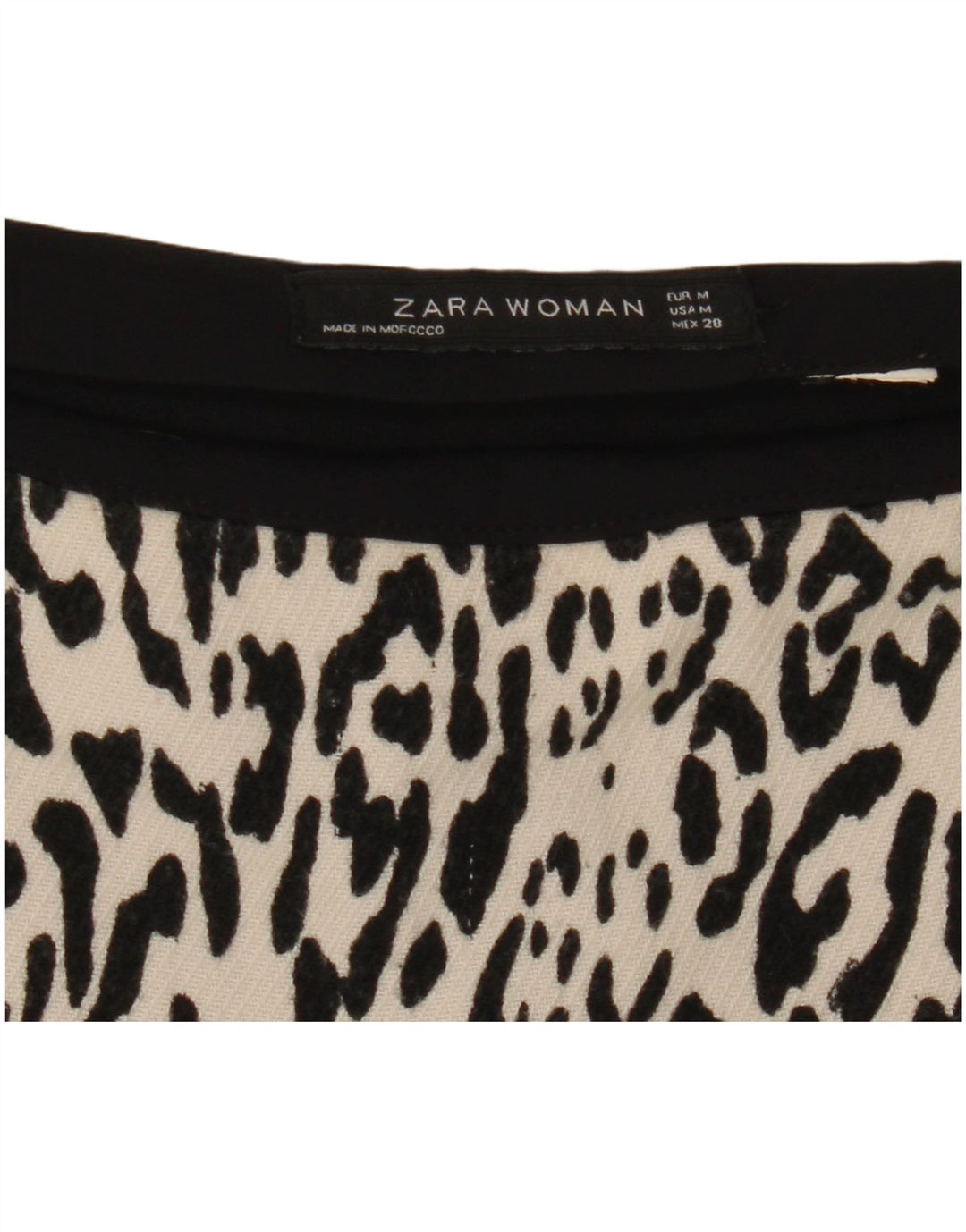 Zara Femme Mini Jupe Medium W28 Off White Animal Print
