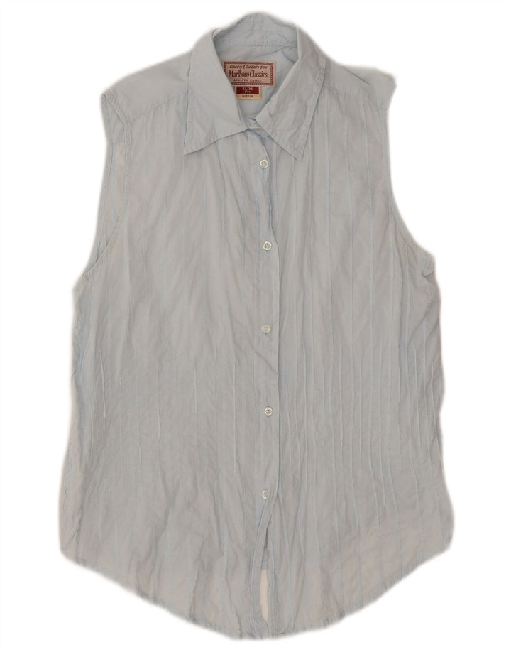 Marlboro Classics Chemise slim sans manches pour femme UK 14 Bleu moyen