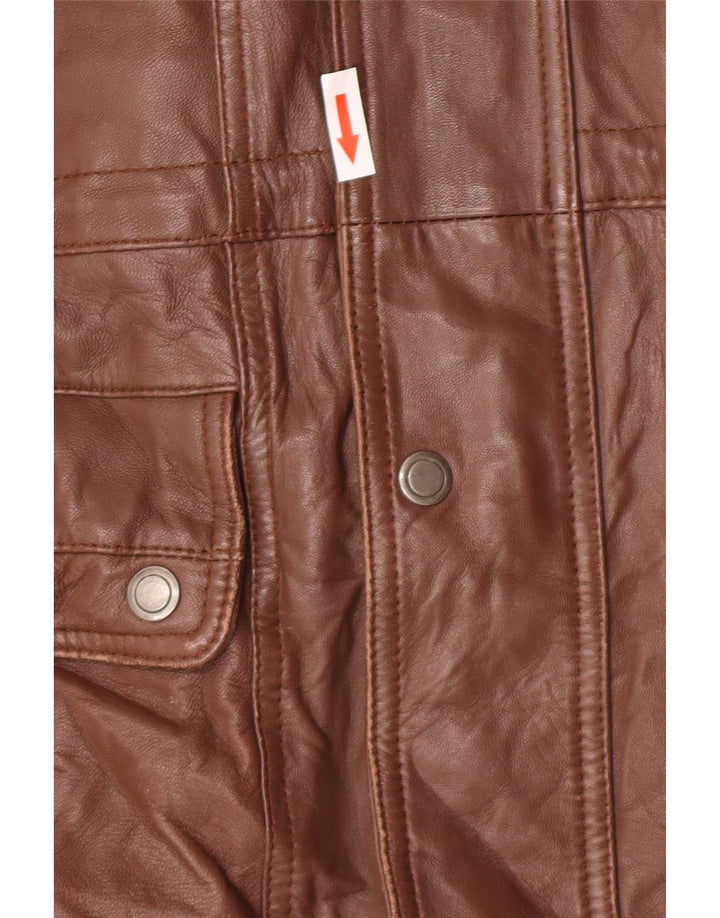 manteau en cuir homme vintage UK 40 Grand Marron