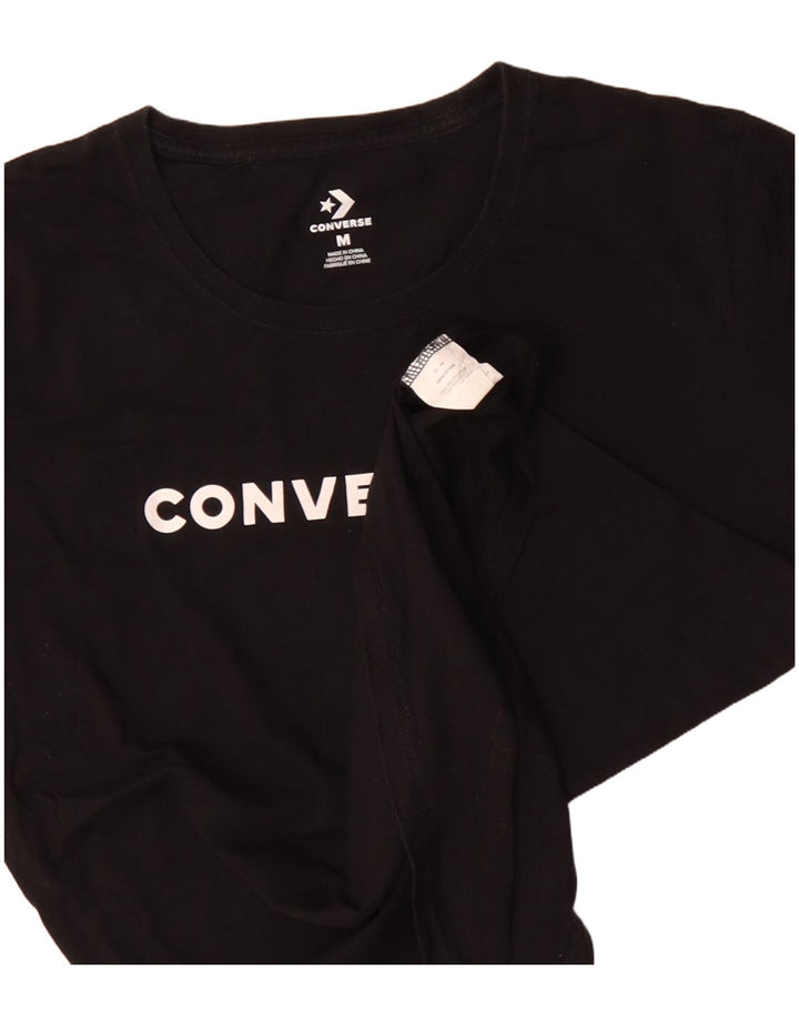 CONVERSE T-shirt graphique pour femme UK 14 en coton noir moyen