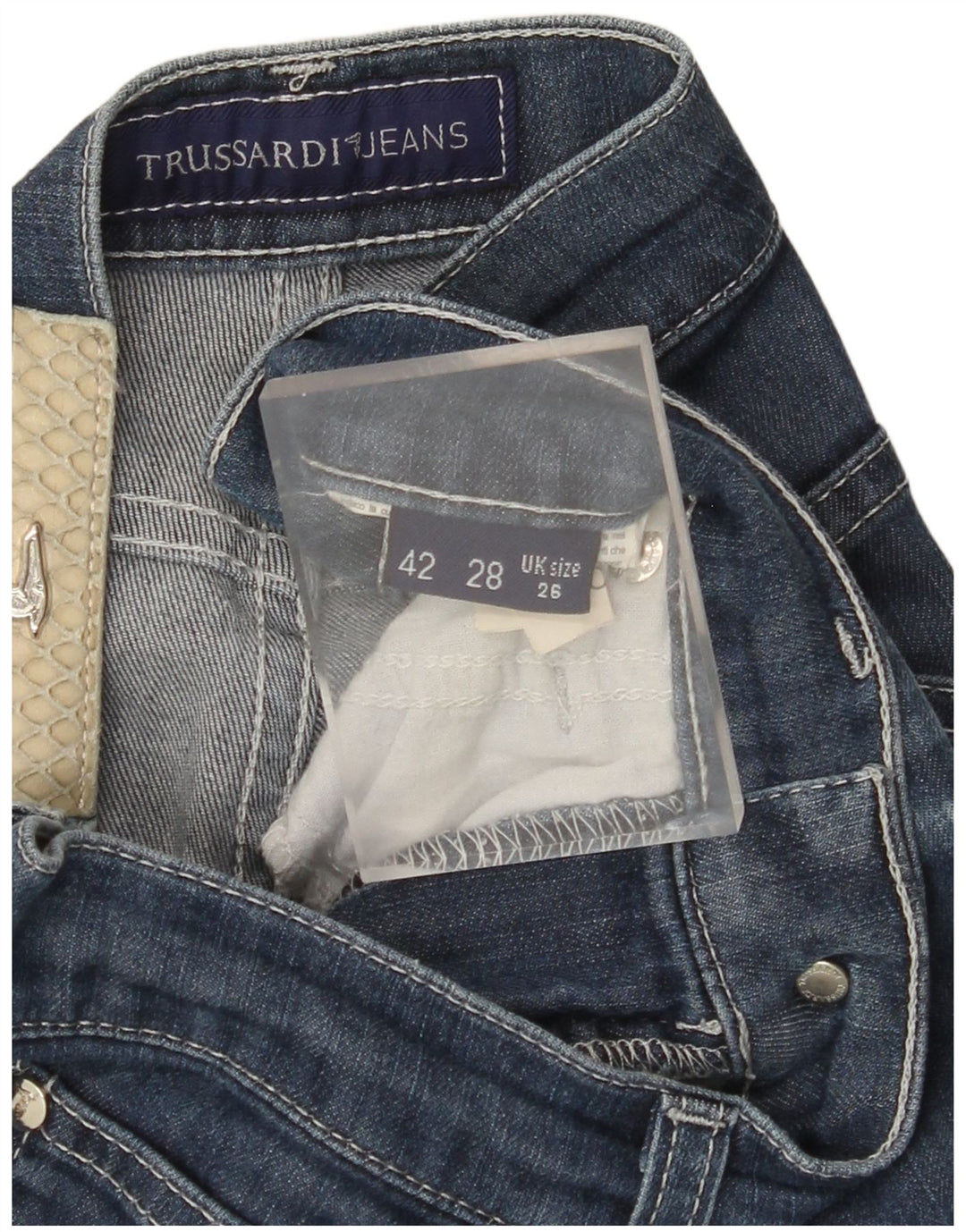 TRUSSARDI Jean Droit Femme W26 L30 Bleu Coton