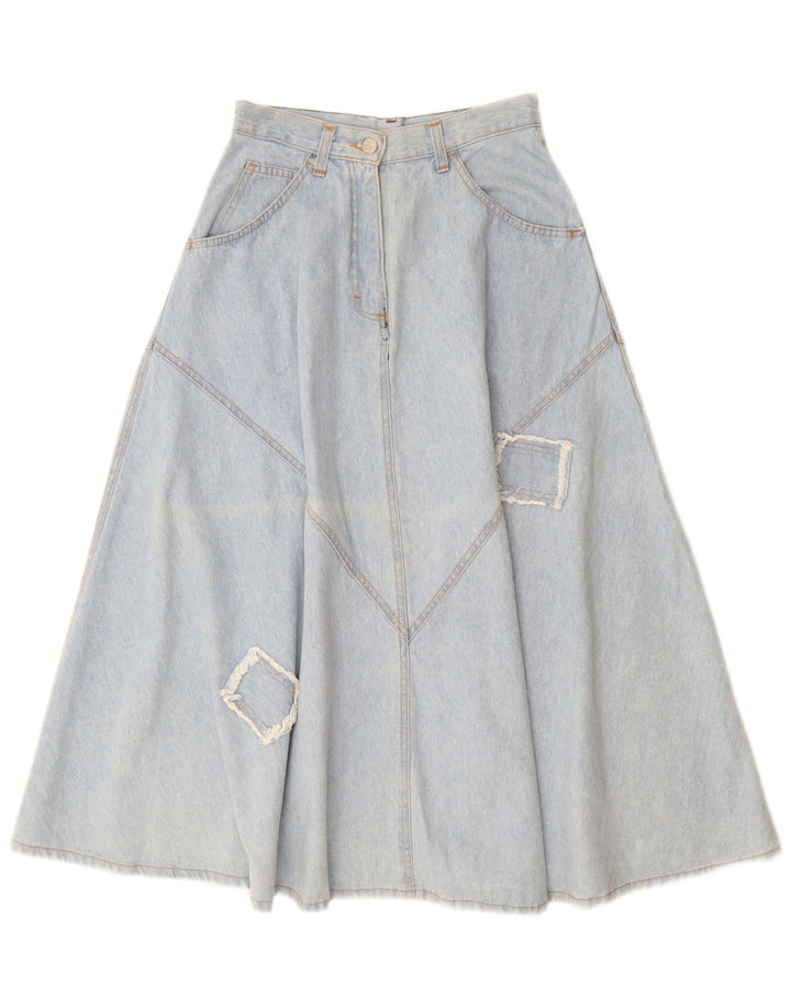 CLARK Jupe en jean taille haute pour femme IT 44 Medium W26 Bleu Patchwork Coton