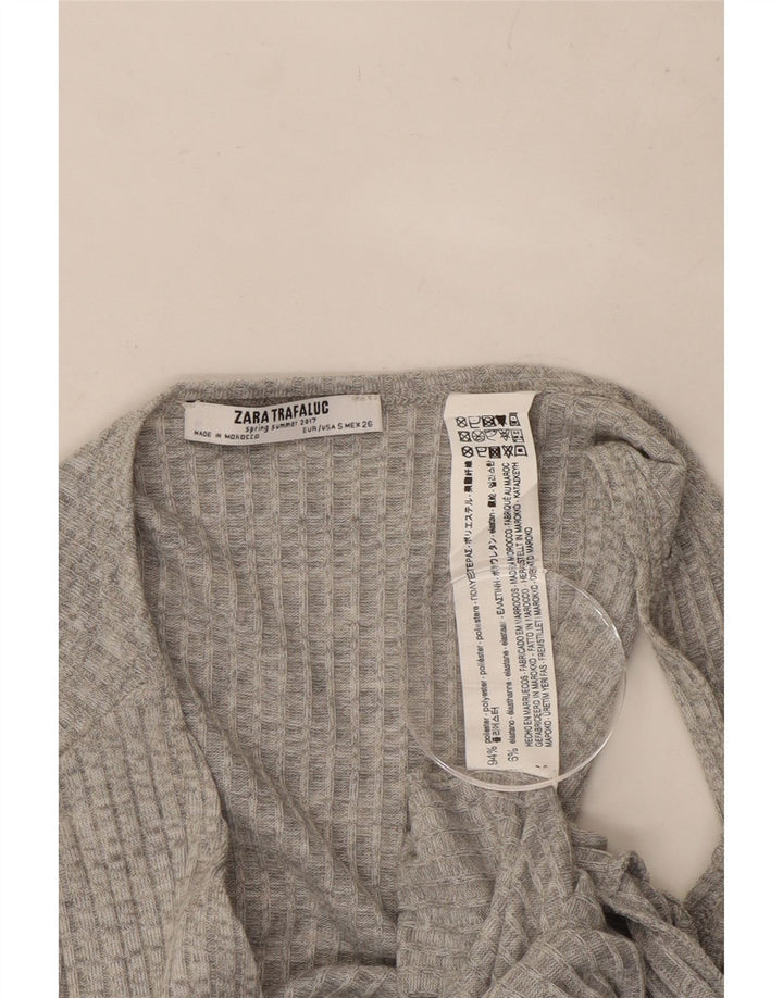 Zara Combinaison en tricot sans manches pour femme UK 8 Petit polyester rayé gris
