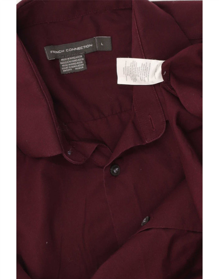 French Connection Chemise Homme Large Bordeaux Coton