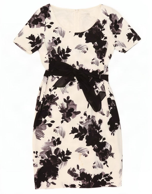 Jacques Vert Robe fourreau pour femme UK 44 Grand Blanc Floral Polyester