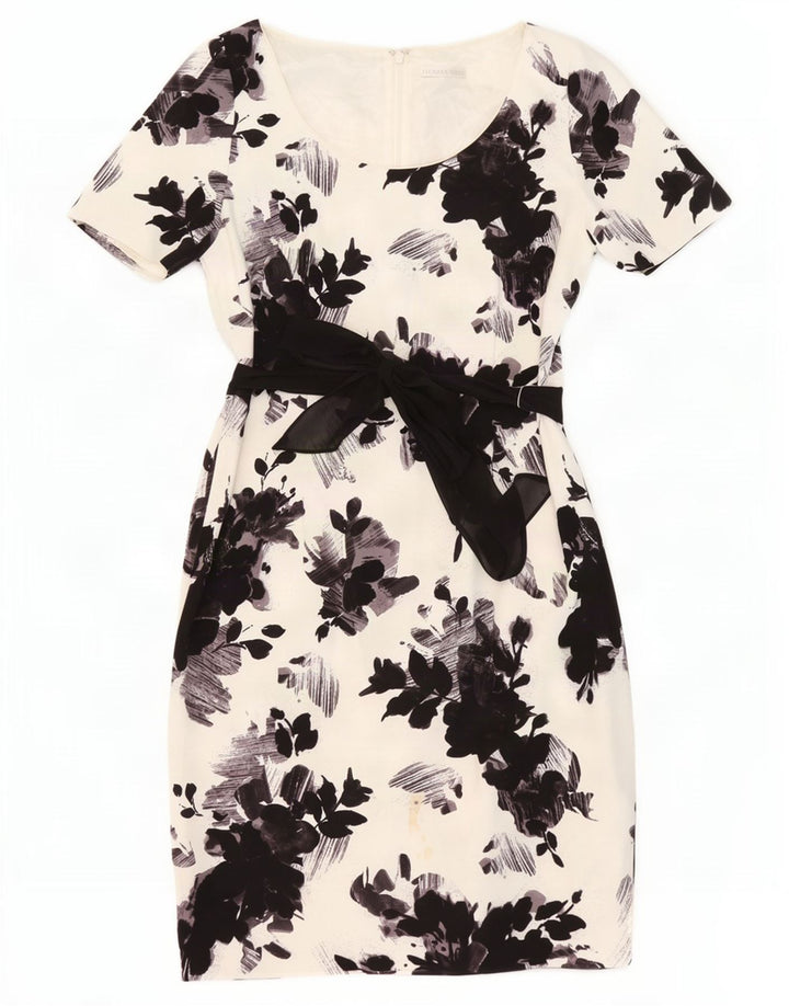 Jacques Vert Robe fourreau pour femme UK 44 Grand Blanc Floral Polyester