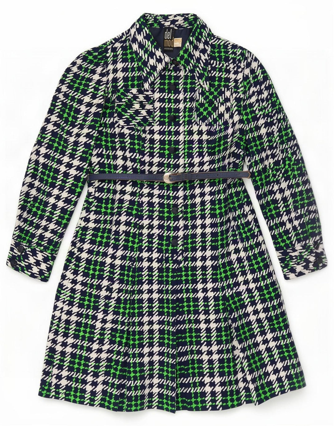 Delmod Pardessus Femme IT 40 Petit Carreau Vert Polyester