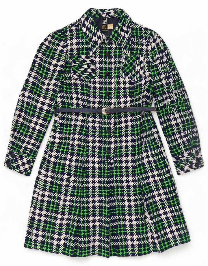 Delmod Pardessus Femme IT 40 Petit Carreau Vert Polyester