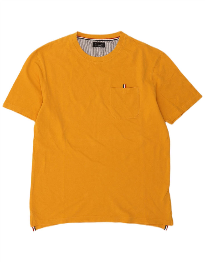 Zara T-Shirt Top Jaune Moyen Homme