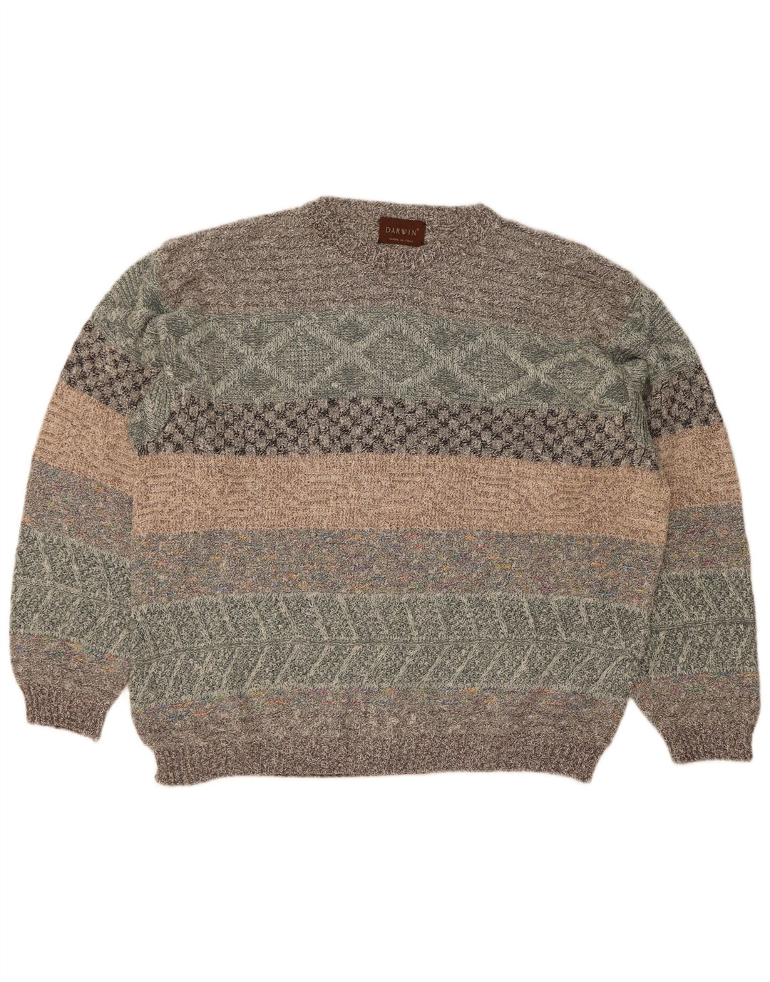 Darwin Mens Crew Neck Jumper Pull Taille 52 Grand Rayé Multicolore