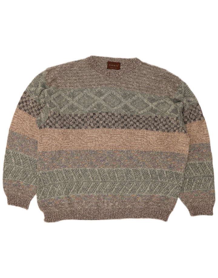 Darwin Mens Crew Neck Jumper Pull Taille 52 Grand Rayé Multicolore