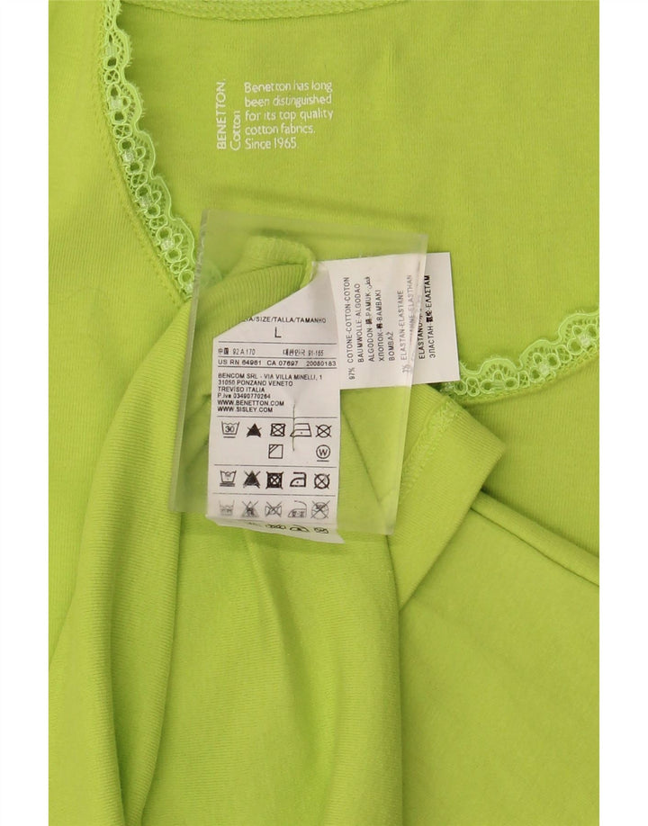 BENETTON Débardeur Femme UK 14 Large Vert Coton