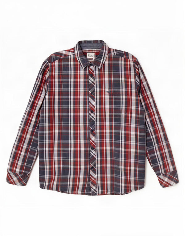 Mustang Chemise coupe classique pour homme en coton à carreaux bleus
