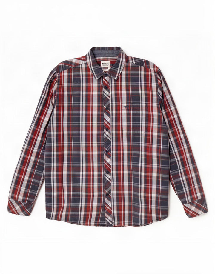 Mustang Chemise coupe classique pour homme en coton à carreaux bleus