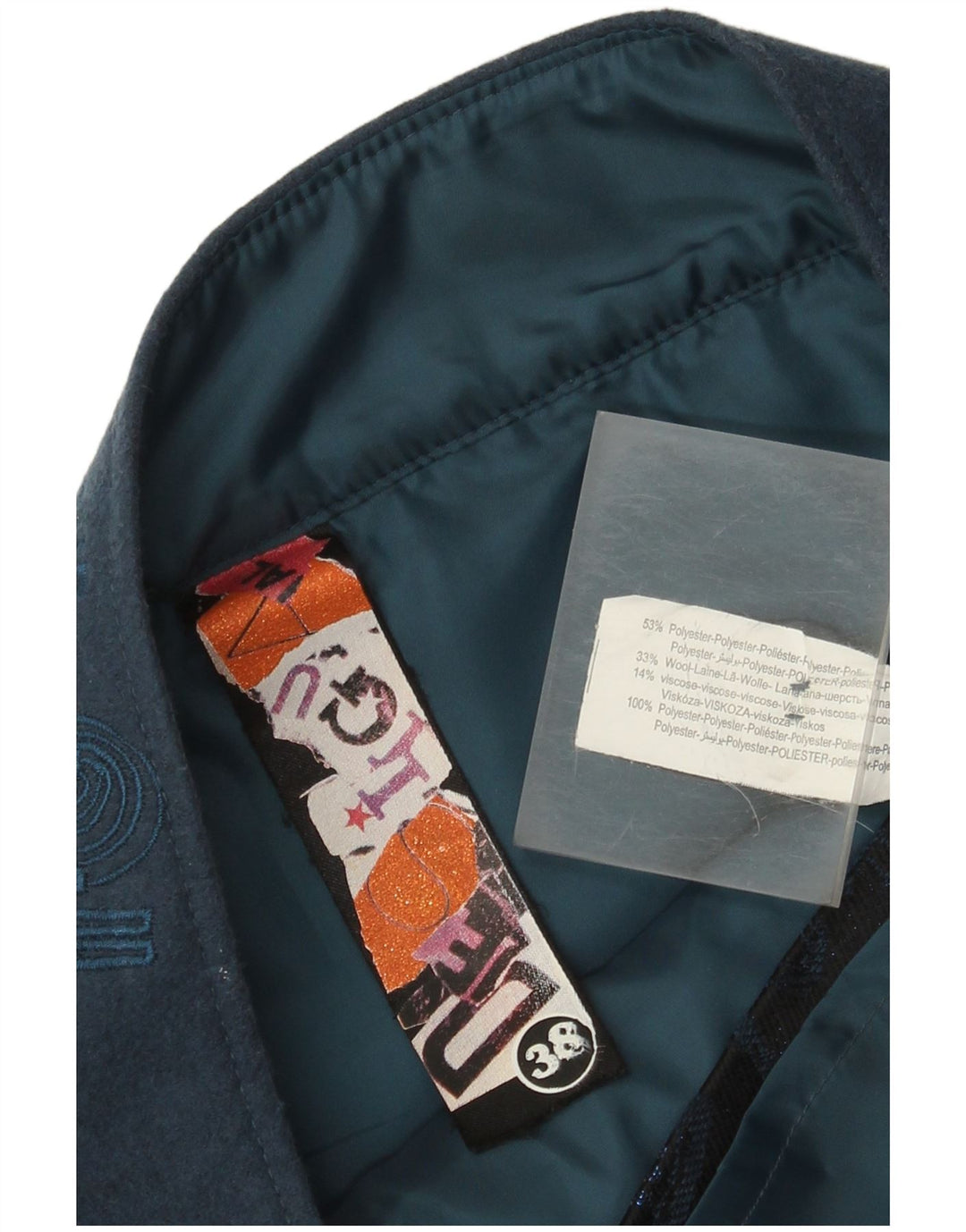 Desigual Jupe trapèze pour femme EU 38 Medium W32 Bleu marine géométrique