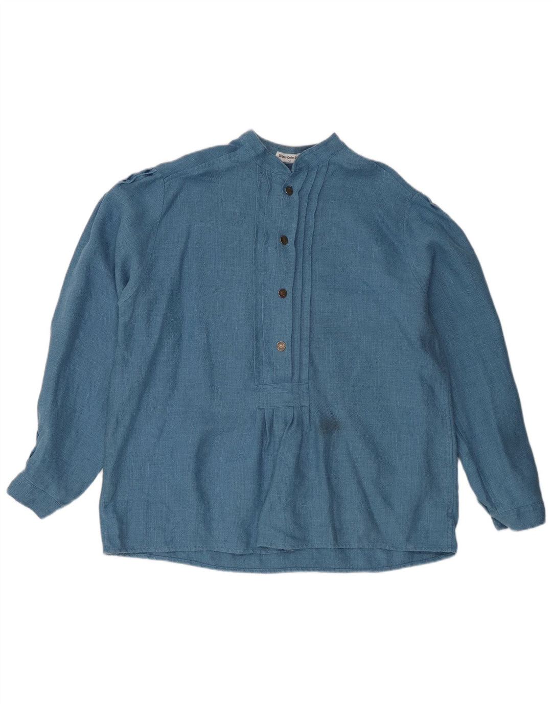 vintage Femmes Manches Longues Blouse Oversize Top EU 42 Grand Lin Bleu