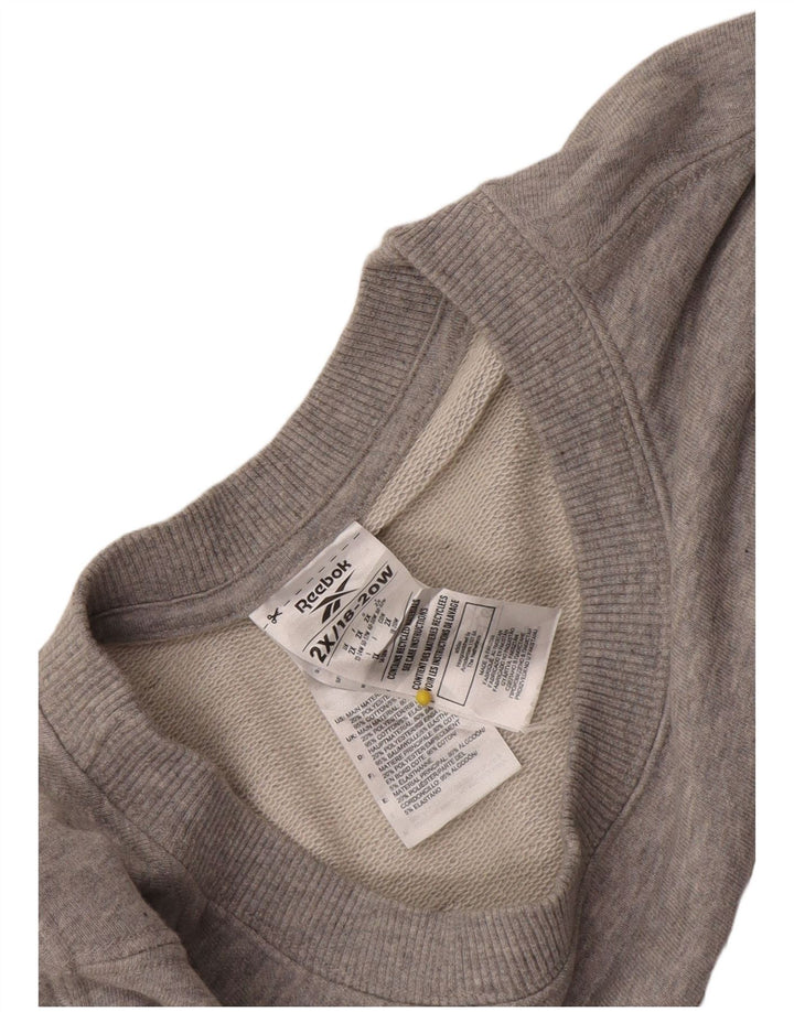 Reebok Femme Graphic Sweatshirt Jumper UK 22/24 2XL Gris Moucheté Polyester