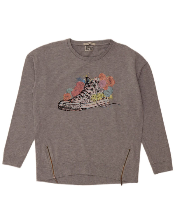 CONVERSE Sweat-shirt graphique pour femme UK 14 Gris moyen Coton