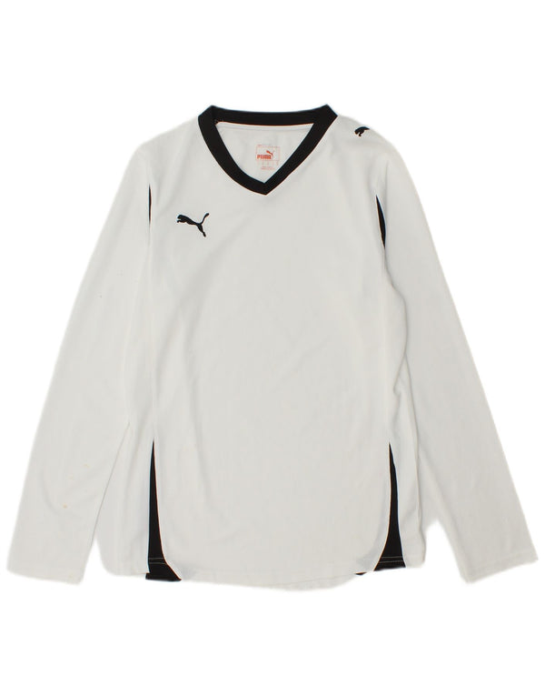 PUMA Womens Top Long Sleeve UK 10 Small White Colourblock