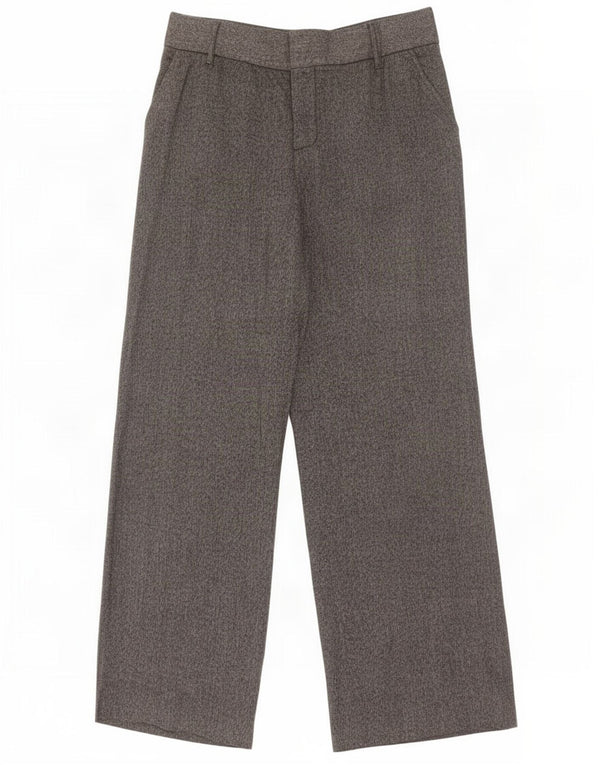 Zara Pantalon décontracté à jambe large pour femme W32 L31 Gris à chevrons
