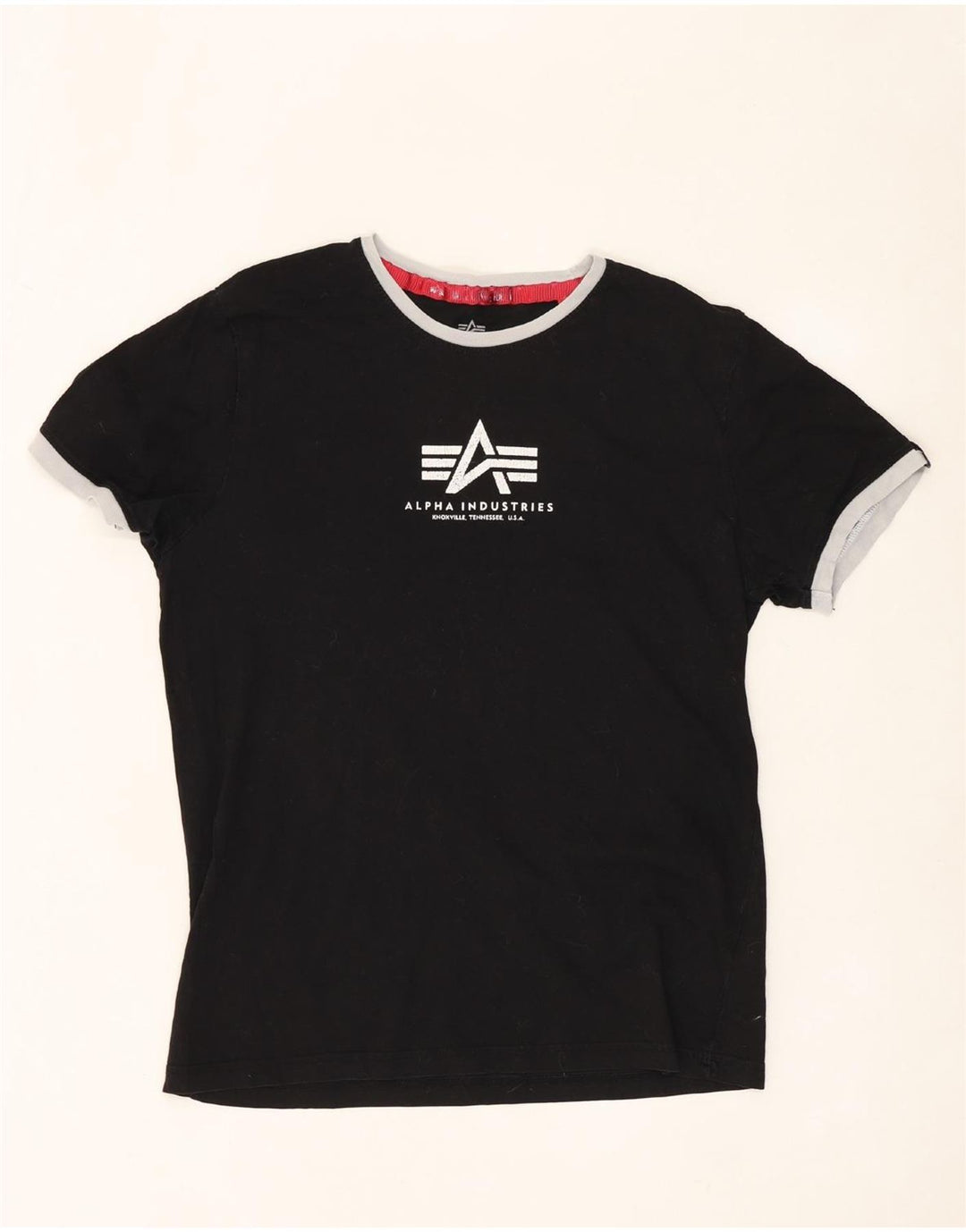 ALPHA INDUSTRIES T-shirt graphique pour femme UK 14, coton noir moyen