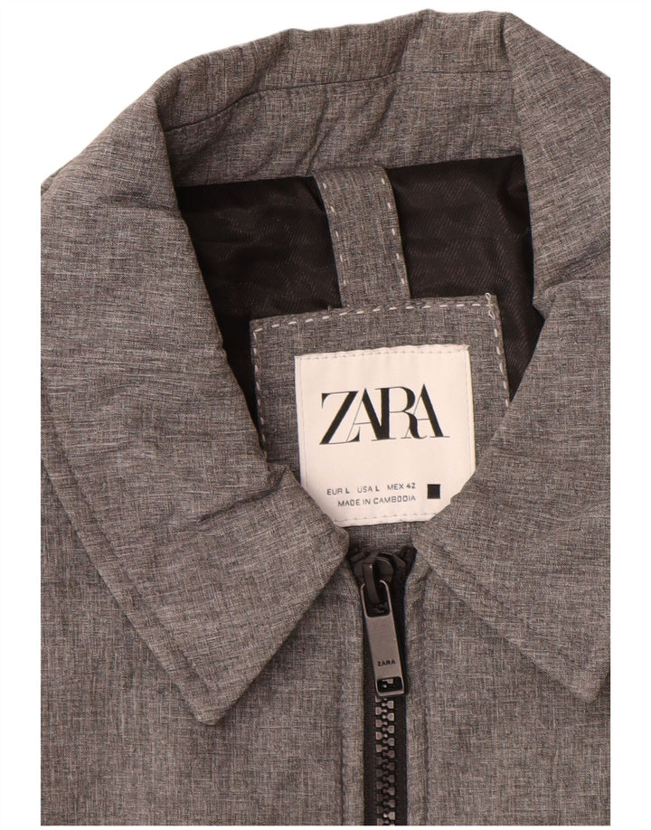 Zara Veste utilitaire pour homme UK 40 Large Gris Polyester