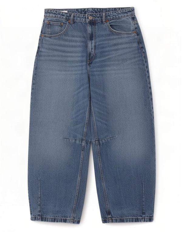 Zara Jean ample pour femme EU 40 Medium W30 L28 Bleu Coton