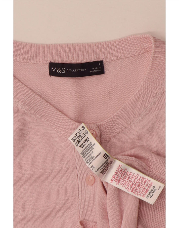 MARKS & SPENCER Pull Cardigan Femme UK 8 Petite Viscose Rose