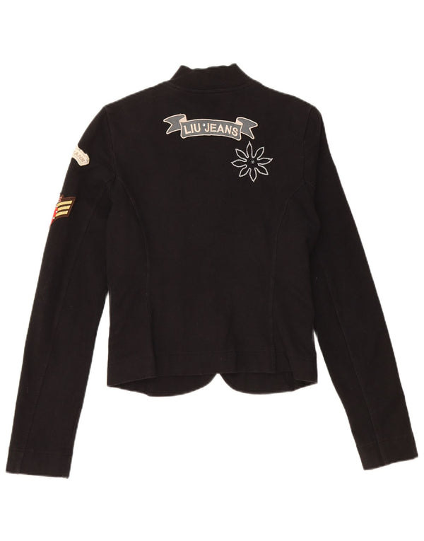 LIU JO Veste blazer courte à 4 boutons pour femme UK 6 XS en coton noir