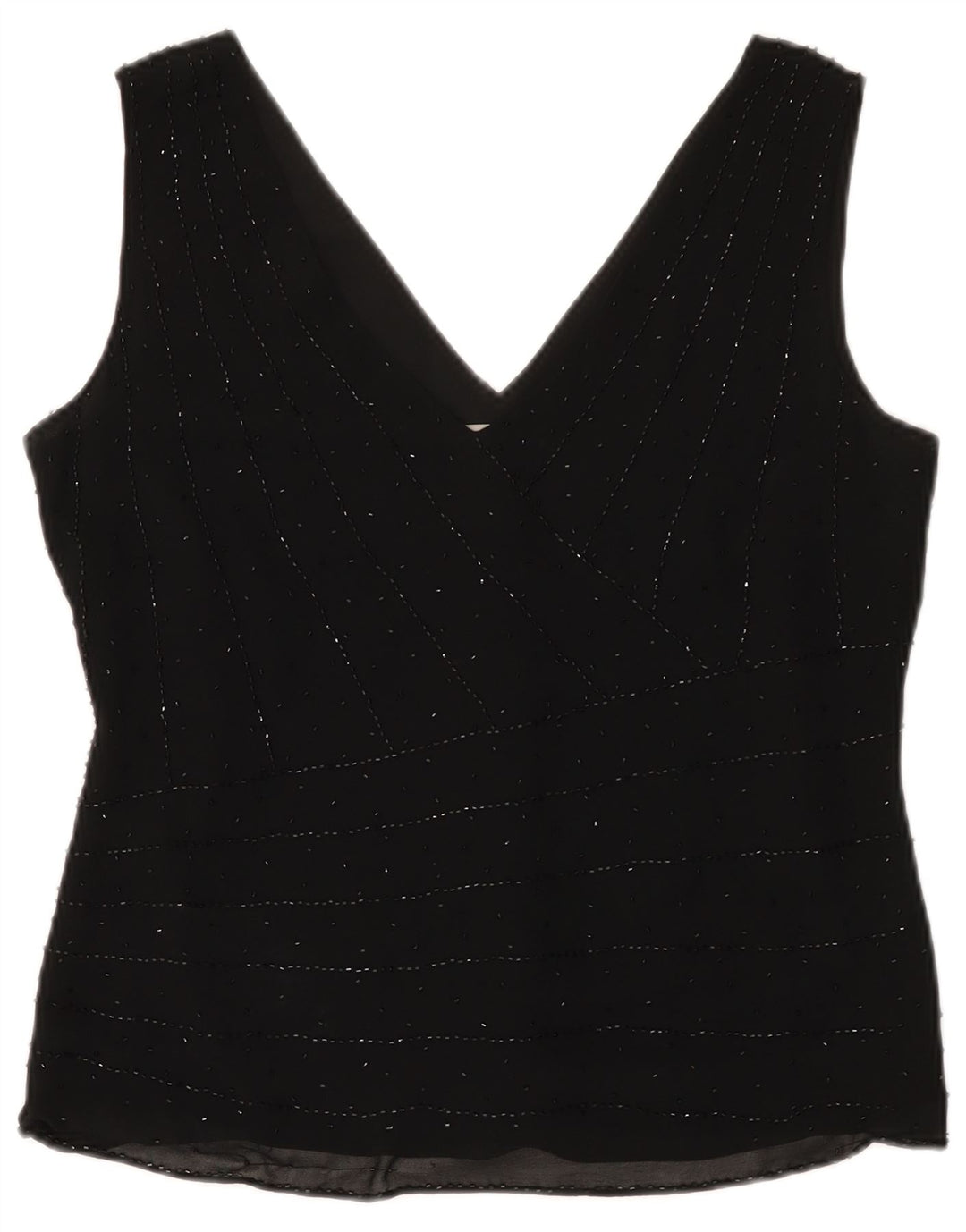 Marks & Spencer Haut chemisier sans manches pour femme UK 44 Soie noire moyenne