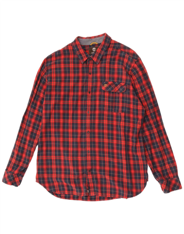 Timberland Chemise coupe slim pour homme 2XL en coton à carreaux rouge