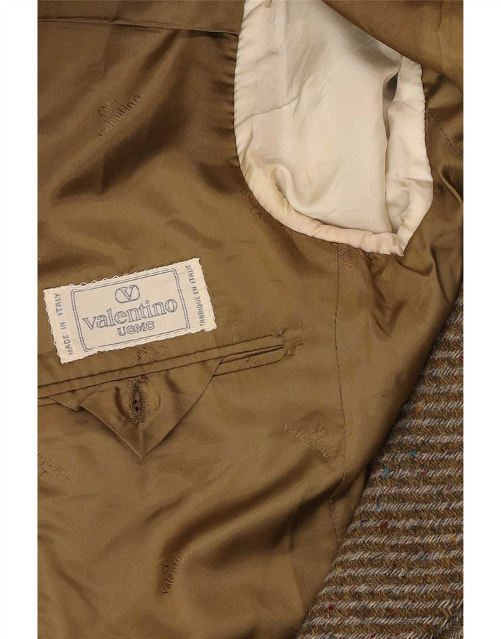 Valentino Veste Blazer 2 Boutons Femme UK 16 Grand Kaki Chevrons