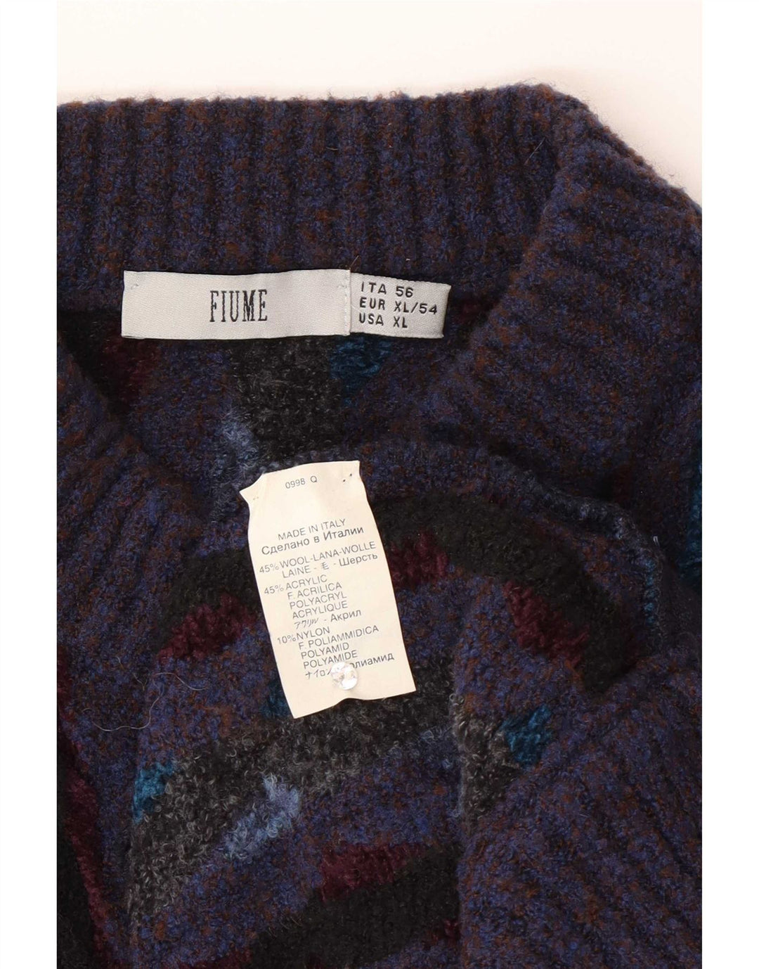 Fiume Cardigan coupe classique pour homme XL en laine rayée violette