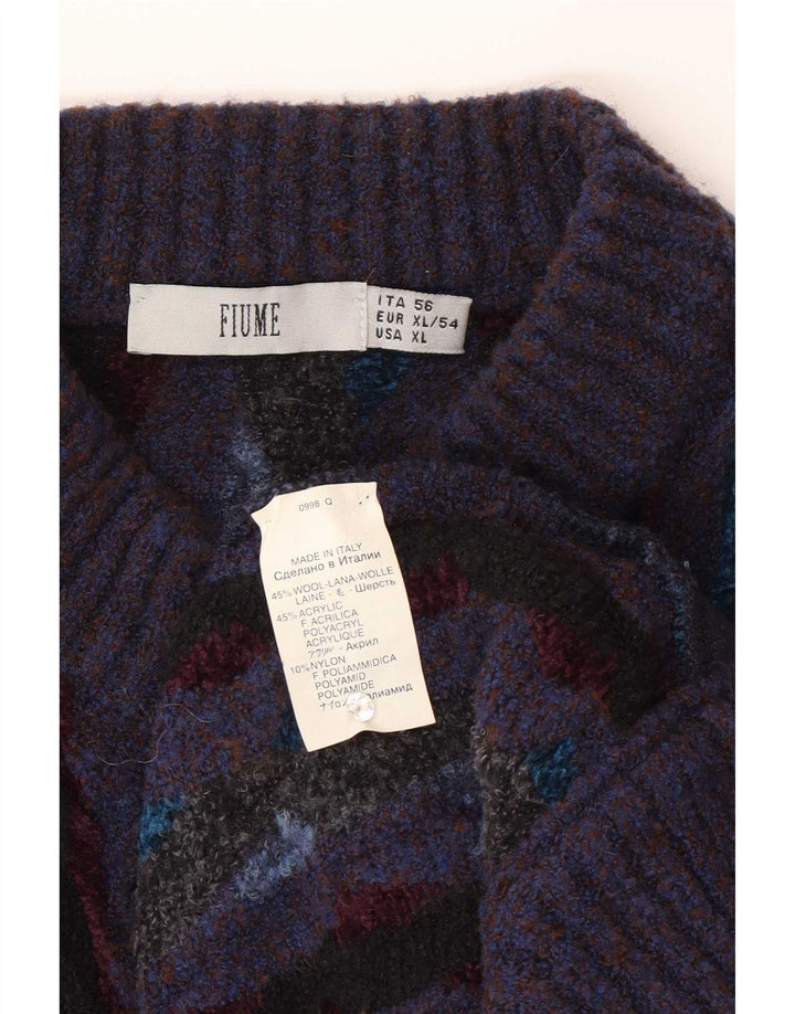 Fiume Cardigan coupe classique pour homme XL en laine rayée violette