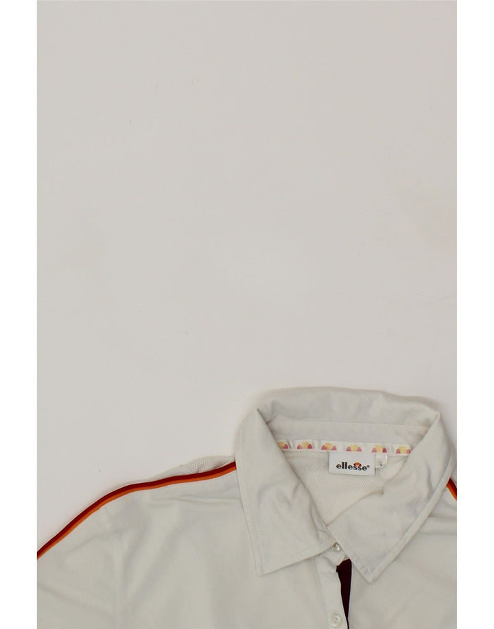ELLESSE Womens Polo Shirt UK 18 XL White Polyester Vintage Ellesse and Second-Hand Ellesse from Messina Hembry 