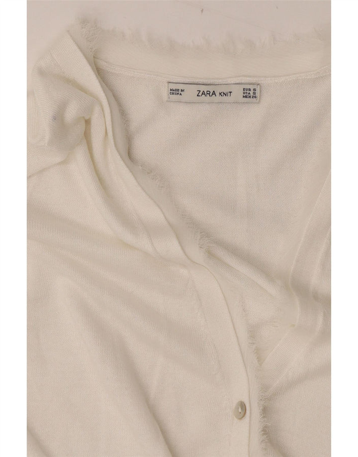 Zara Cardigan Femme Pull UK 10 Petit Blanc