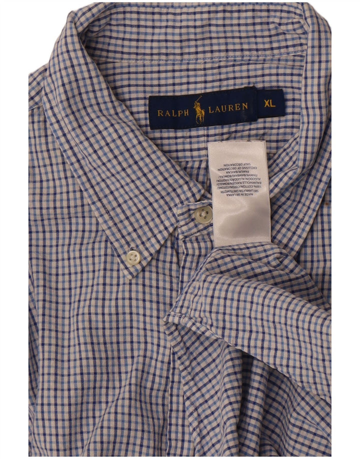 Ralph Lauren Chemise à manches courtes pour homme XL en coton à carreaux bleus
