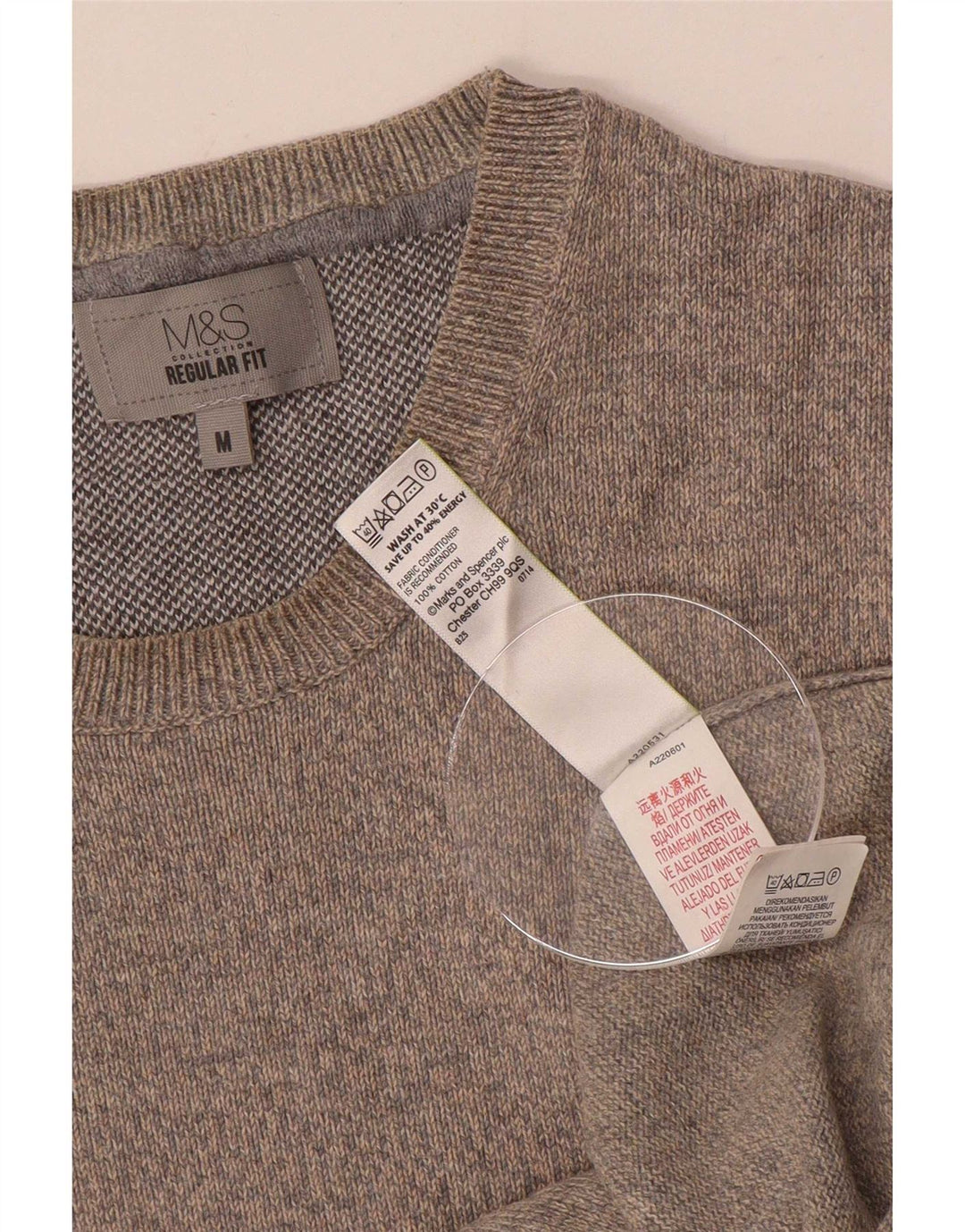 Marks & Spencer Pull col rond pour homme gris moyen moucheté