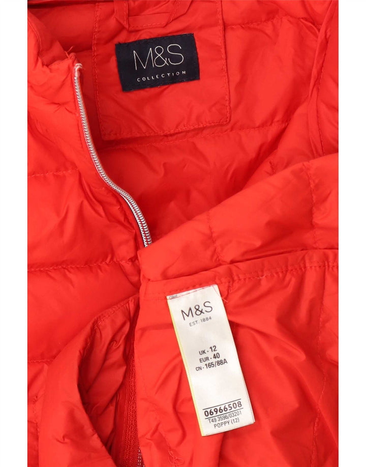 Marks & Spencer Gilet rembourré à capuche pour femme UK 12 Rouge moyen Polyamide