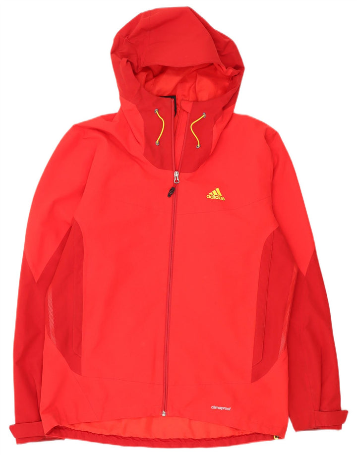 Adidas Veste de pluie à capuche pour homme UK 42/44 Large Rouge Colorblock Polyester