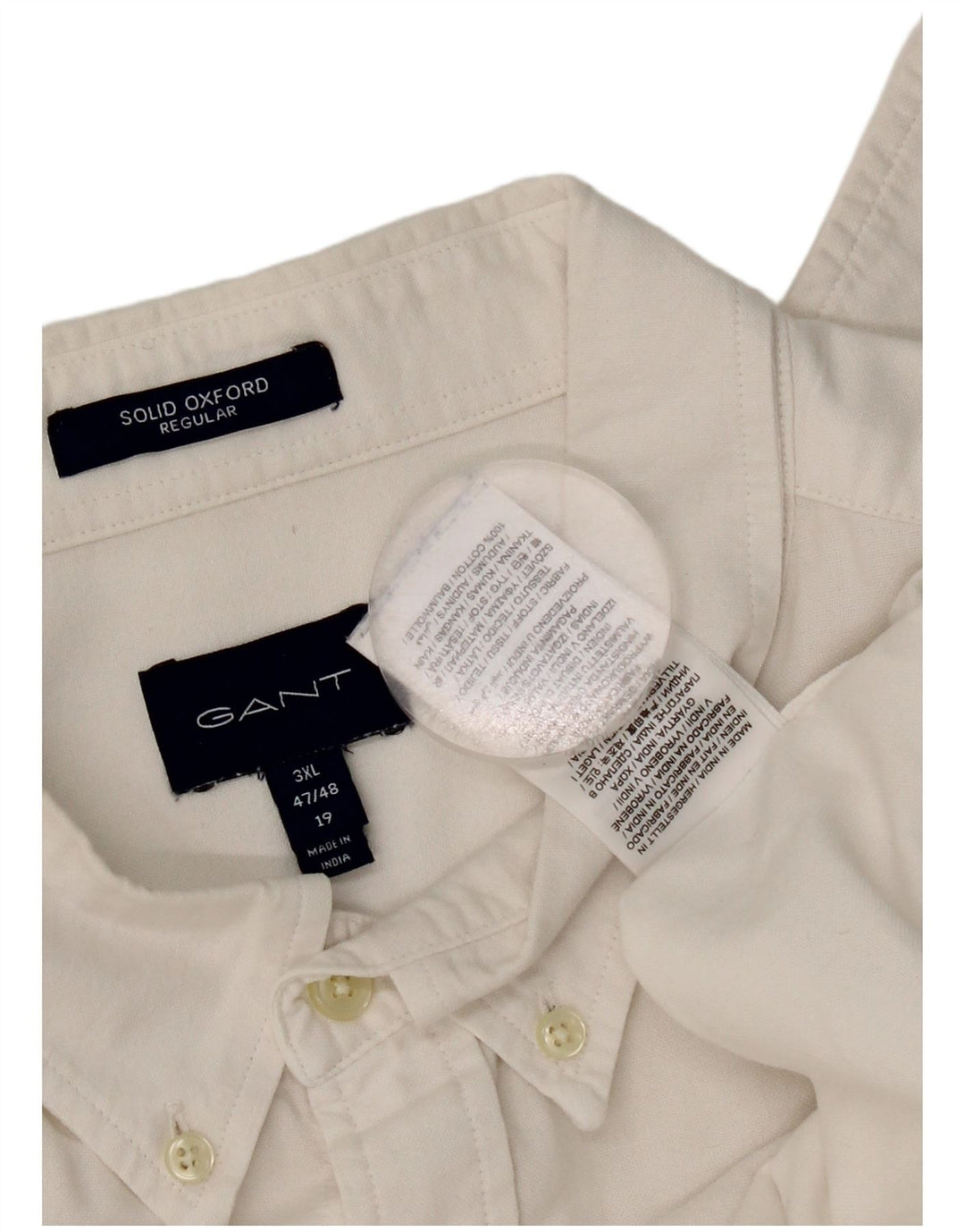 Gant Chemise Regular Fit Homme Taille 47/48 19 3XL Coton Blanc