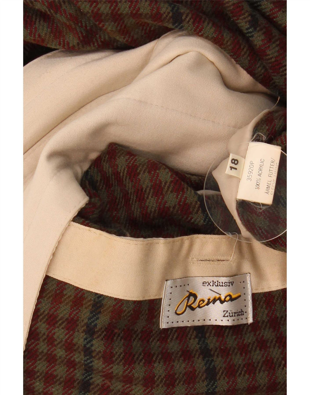 vintage Femme Pardessus UK 18 XL Beige Acrylique