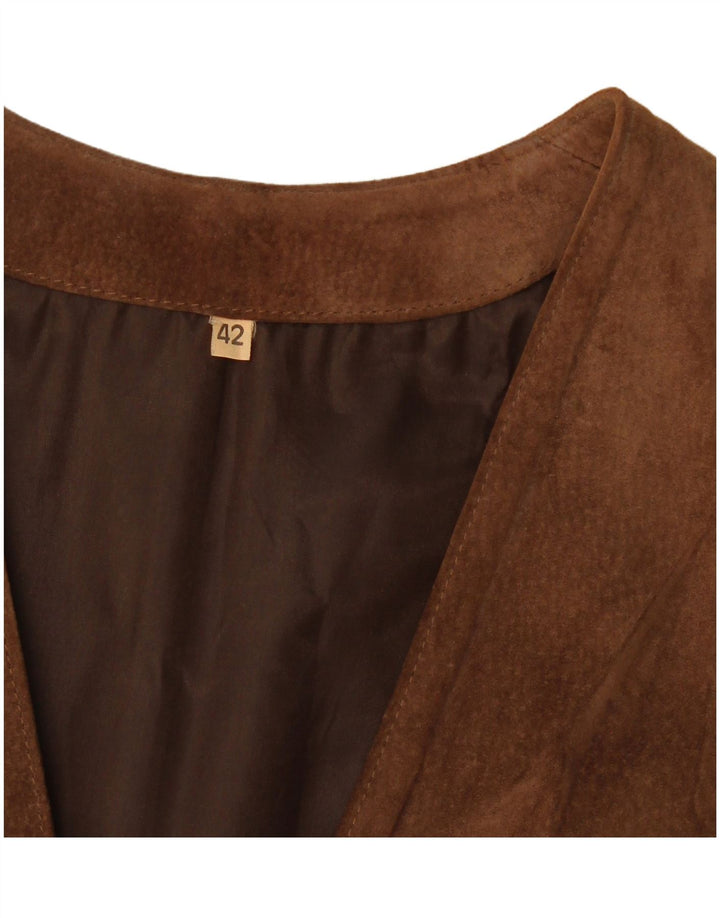 gilet en daim femme vintage IT 42 Brun moyen